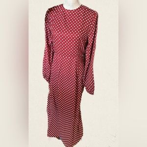 STYLEWE Long Sleeve MIDI Polka Dot Dress Women Size Small Brown White